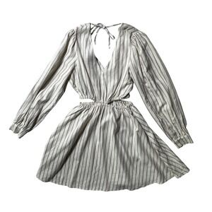 Sam Edelman Womens Size Medium NWT‎ Striped Short Dress Linen Long Sleeves